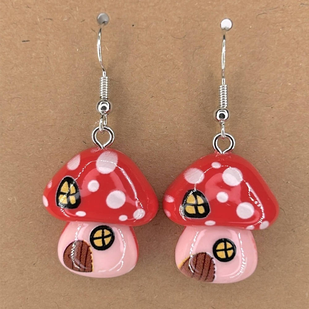 Cute Mushroom House Dangle Earrings Fashion Jewelry